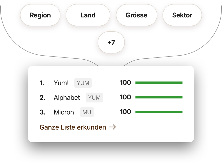 Stock Filter Image mit FilterKriterien wie Land, Grösse, Branche und mehr